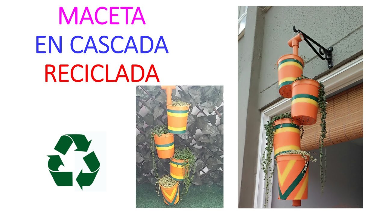 MACETA RECICLADA EN FORMA DE CASCADA. DIY RECYCLED FLOWER POT