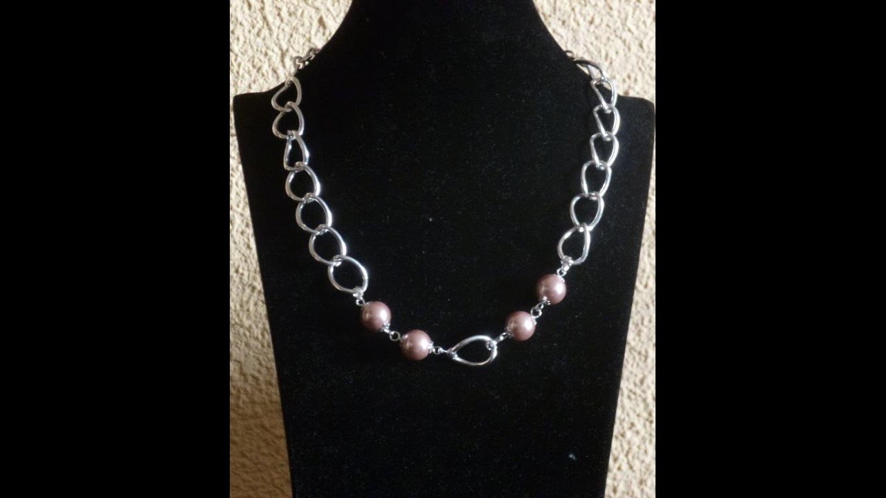 Como hacer un collar con dos cadenas y perlas