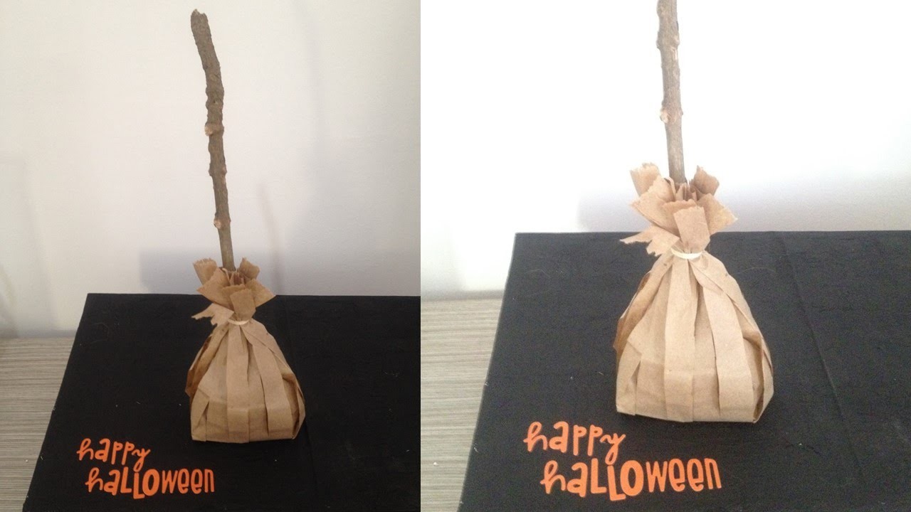 Especial de halloween: escobas con bolsas de papel para regalar dulces
