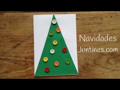 Tarjetas de Navidad para niños: árbol de navidad con botones