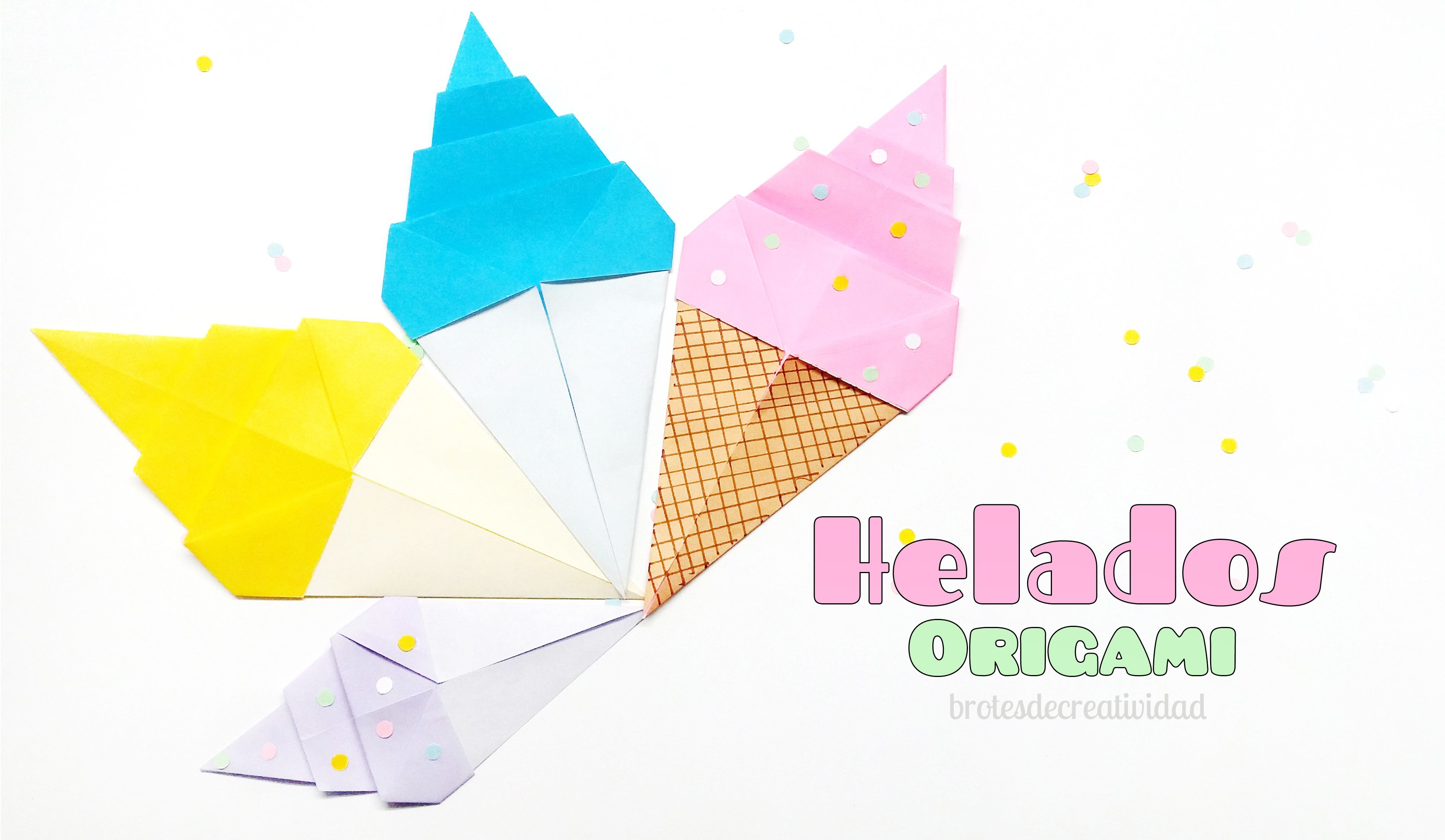 Origami: Cono de Helado - Brotes de Creatividad