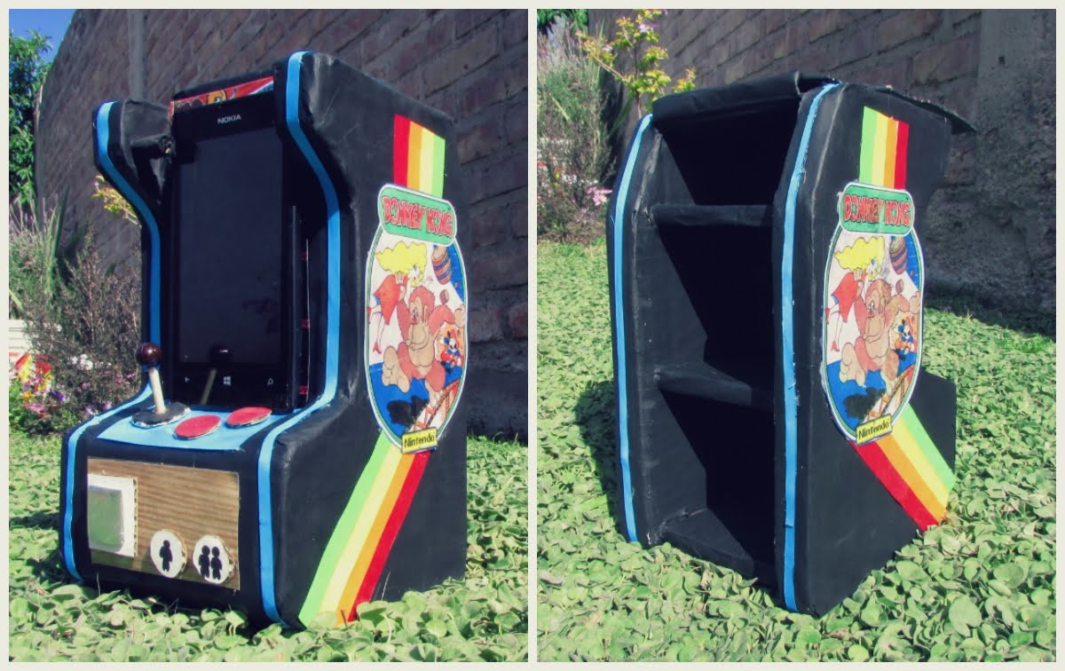 Mini mueble de cartón retro: Arcade game ♥  (mueble porta celular)
