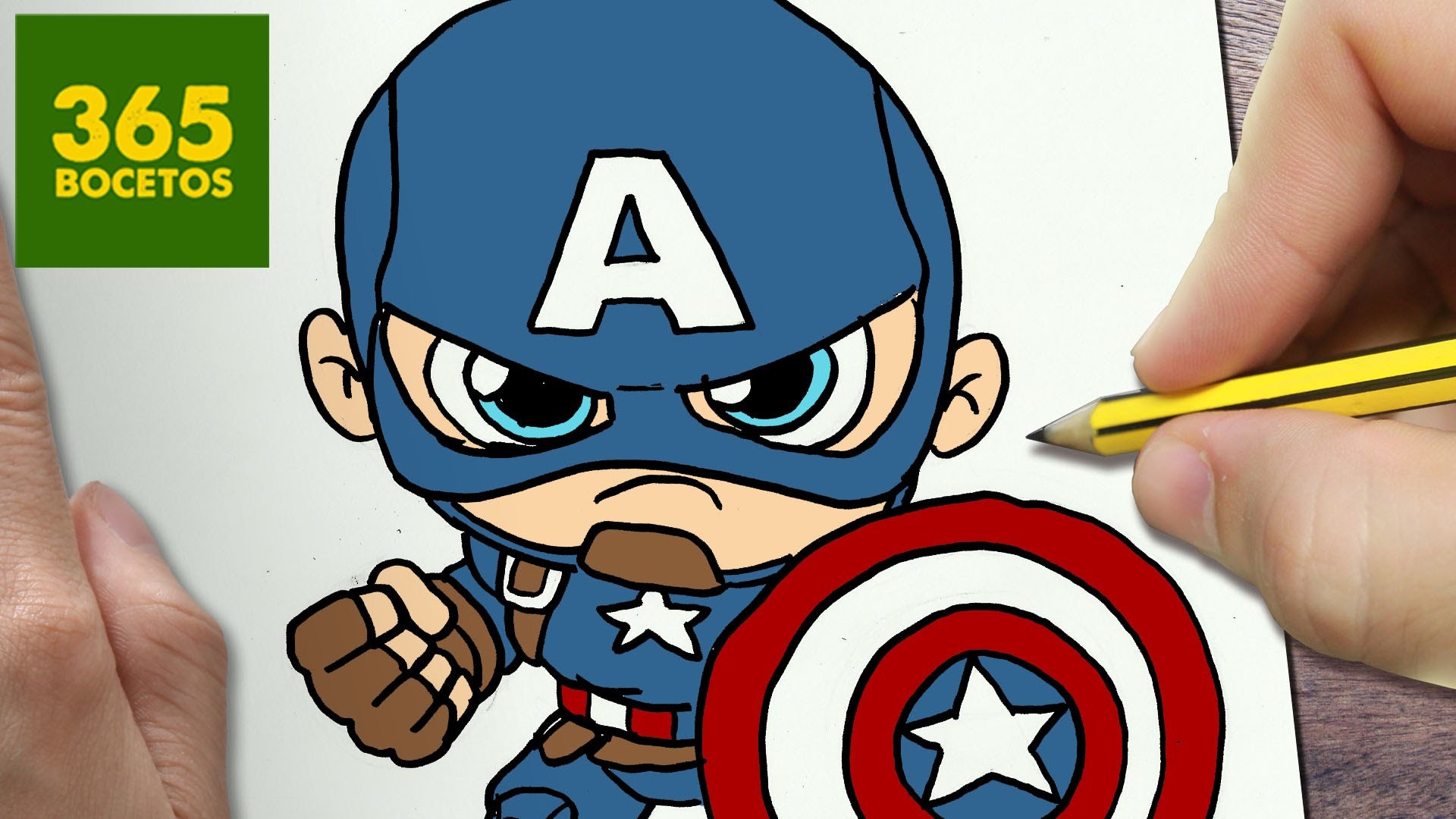 COMO DIBUJAR CAPITAN AMERICA KAWAII PASO A PASO - Dibujos kawaii faciles - draw captain America