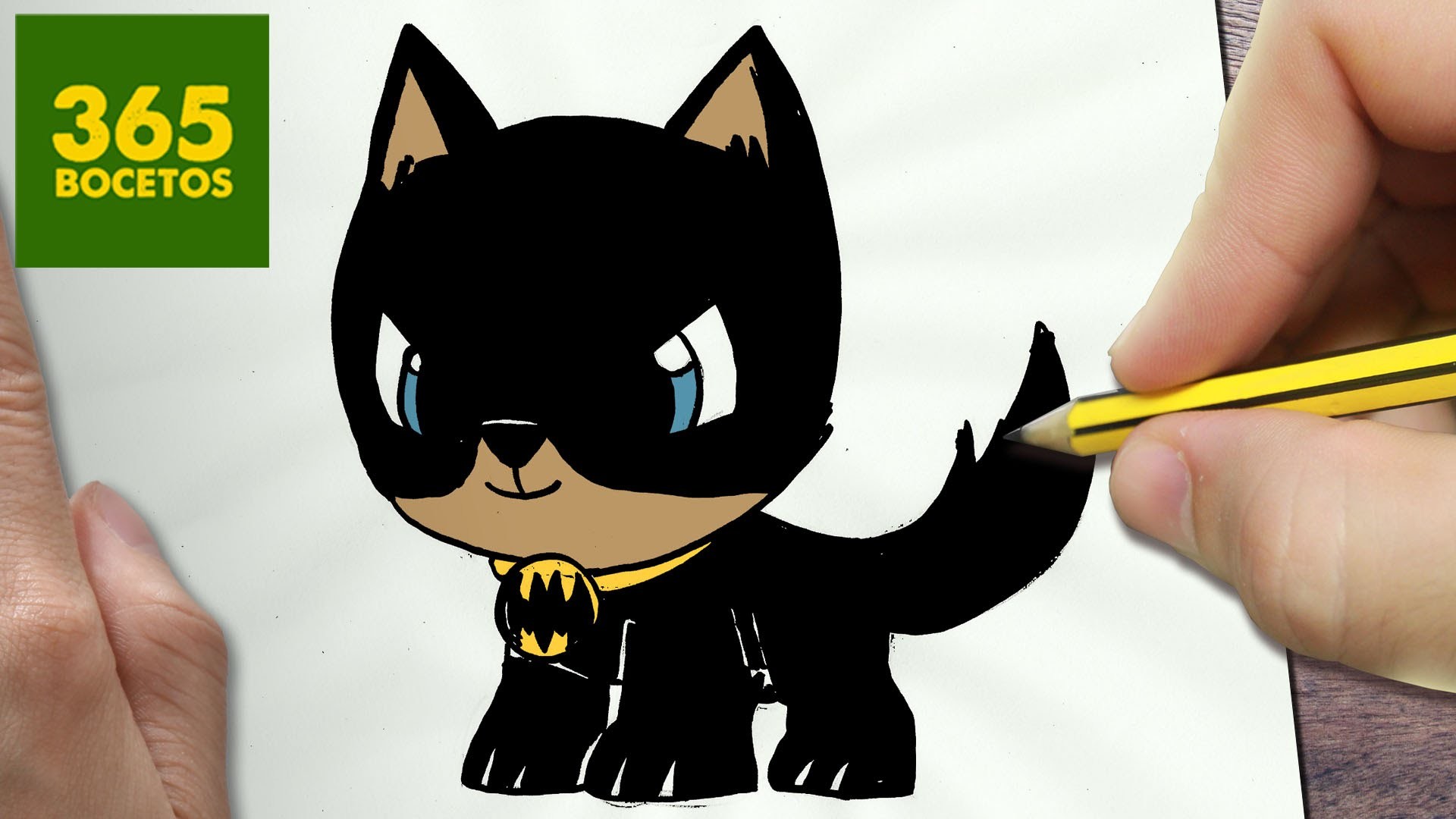 COMO DIBUJAR PERRO BATMAN KAWAII PASO A PASO - Dibujos kawaii faciles - How to draw a BATMAN DOG