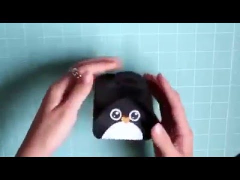 Como hacer una caja con forma de pingüino
