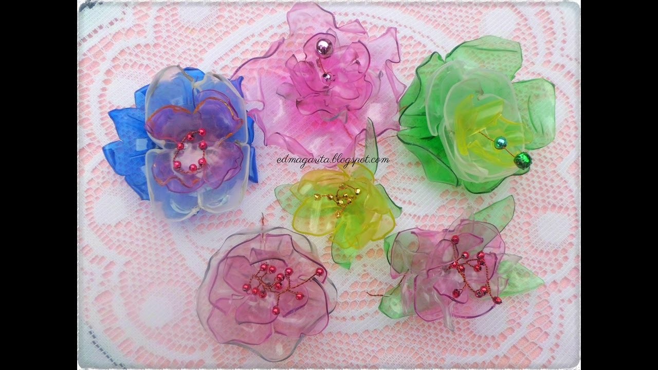 Tutorial: Reciclando Rosas Cristal 01 (Botellas de Plastico)
