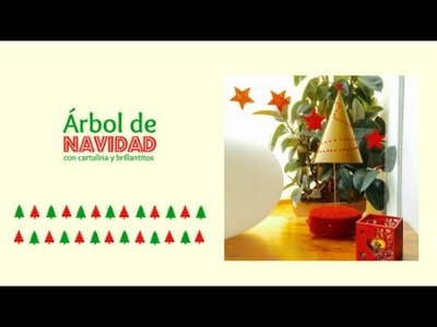 Árbol de Navidad con cartulina y brillantitos