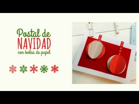 Postal de Navidad con bolas de papel