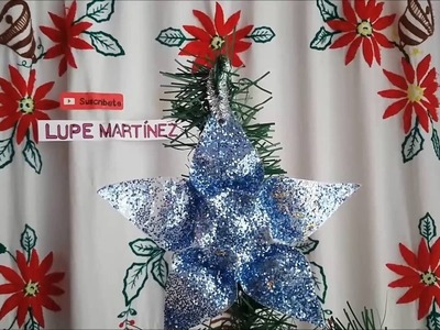 Como hacer una estrella reciclada con botellas | como hacer adornos navideños