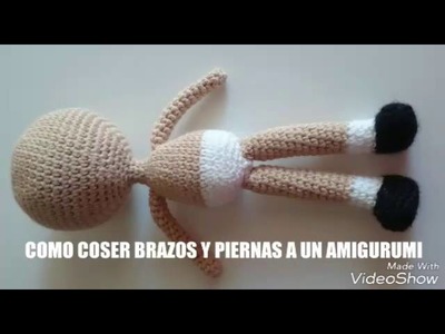 Como coser brazos y piernas a un amigurumi