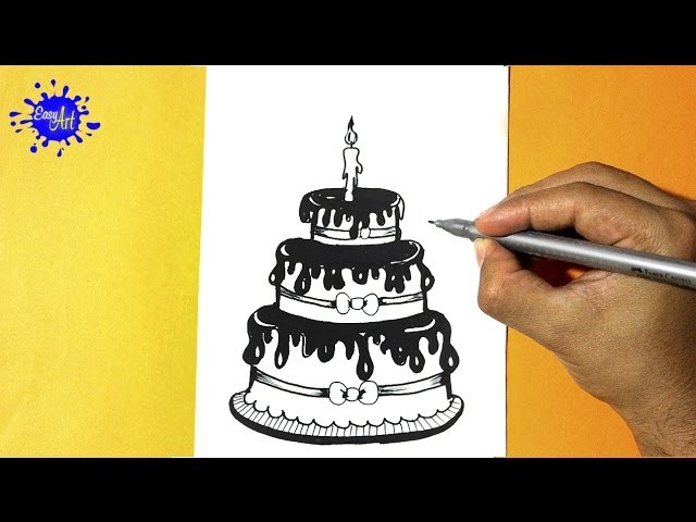 Como dibujar un pastel l how to draw a cake l Feliz cumpleaños
