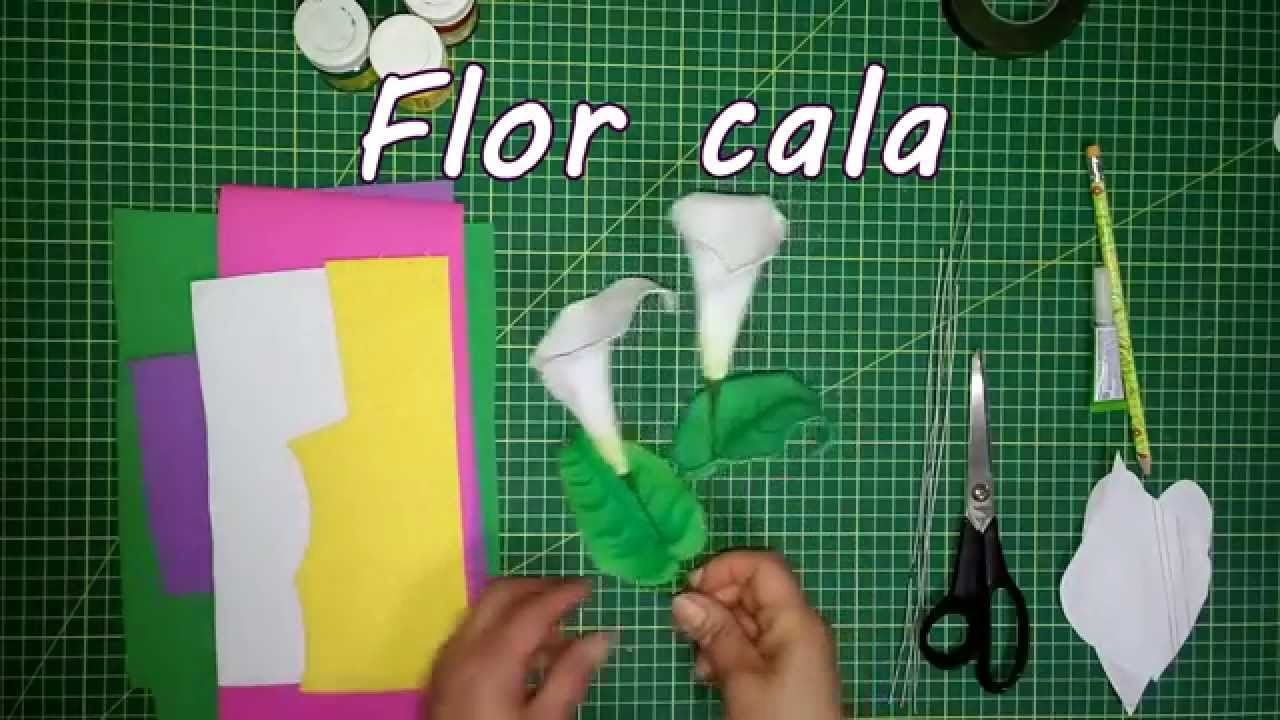 Como hacer una flor cala de foami o goma eva