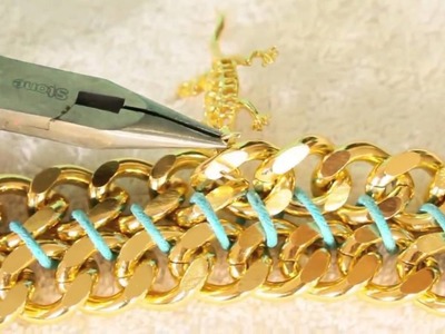 Como hacer un lindo collar con cadena dorada