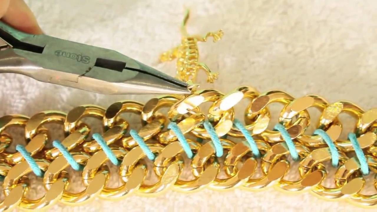 Como hacer un lindo collar con cadena dorada