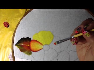 Pintura en tela flores de blusa con cony