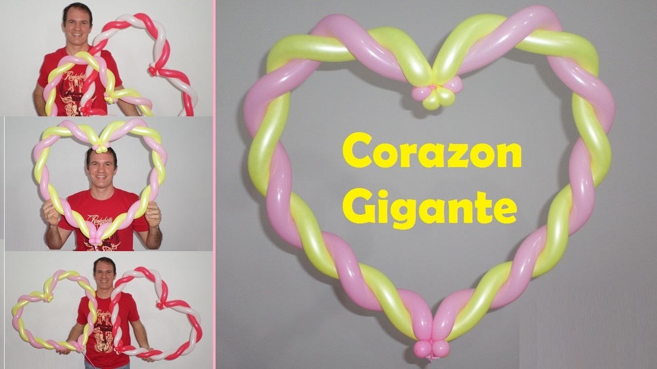 Como hacer un corazon con globos - globoflexia facil - decoración de corazones