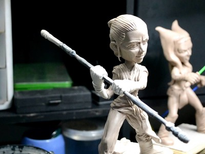 Rey and  Ahsoka Tano figures (polymer clay)