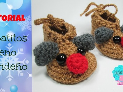 Zapatos para bebé de reno navideño a crochet