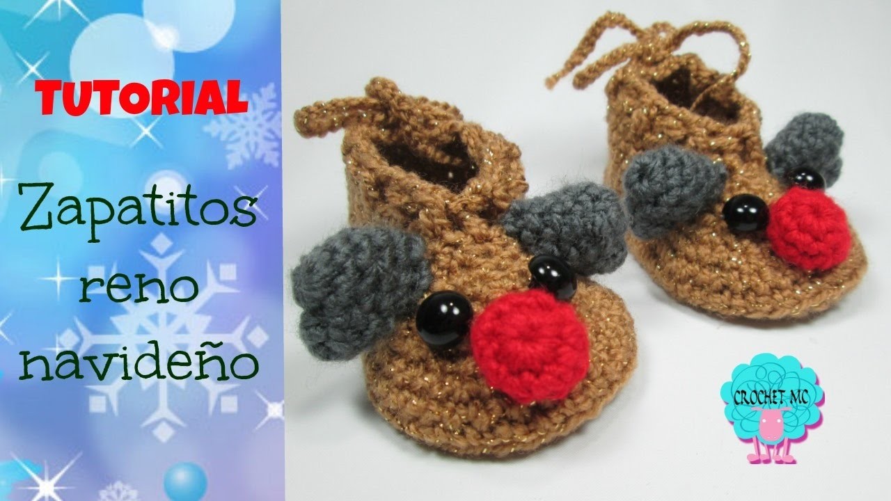Zapatos para bebé de reno navideño a crochet