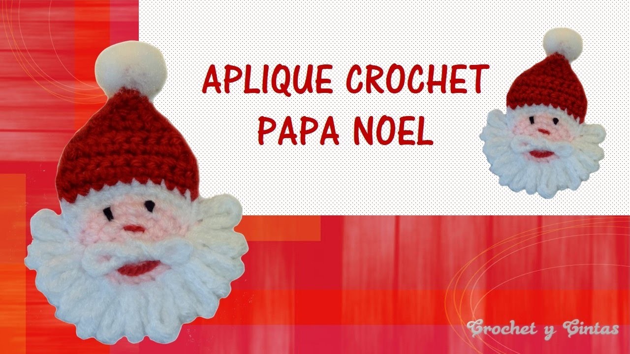 Aplique – adorno navideño de Papá Noel tejido a crochet (ganchillo)