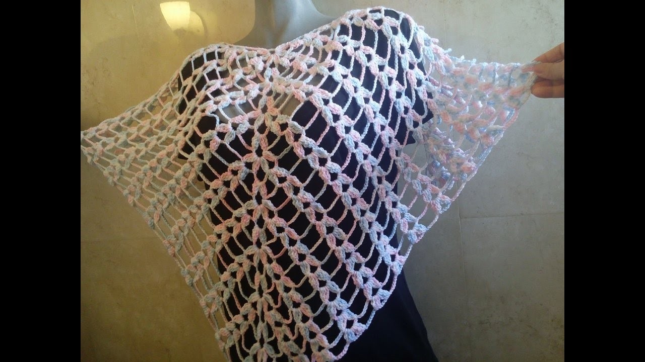 Chal triangular (punto piña) crochet