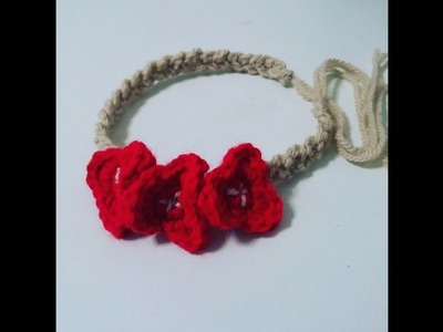 Diadema fácil de flores en crochet.