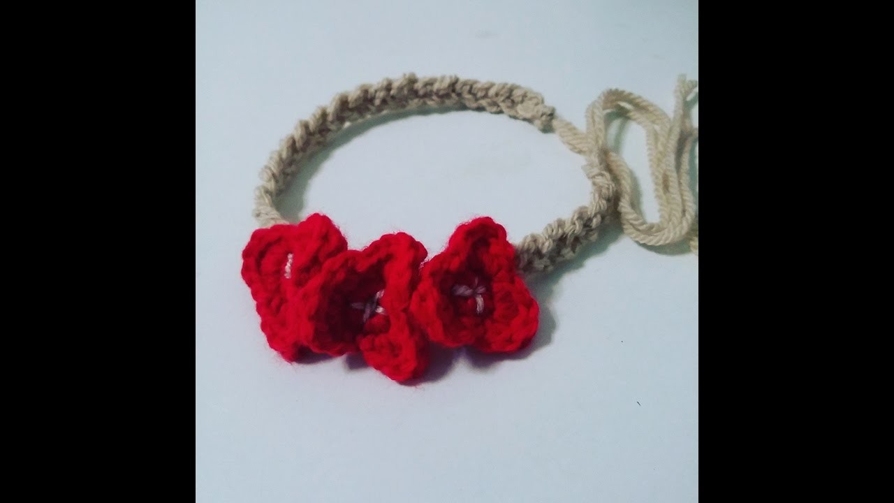 Diadema fácil de flores en crochet.