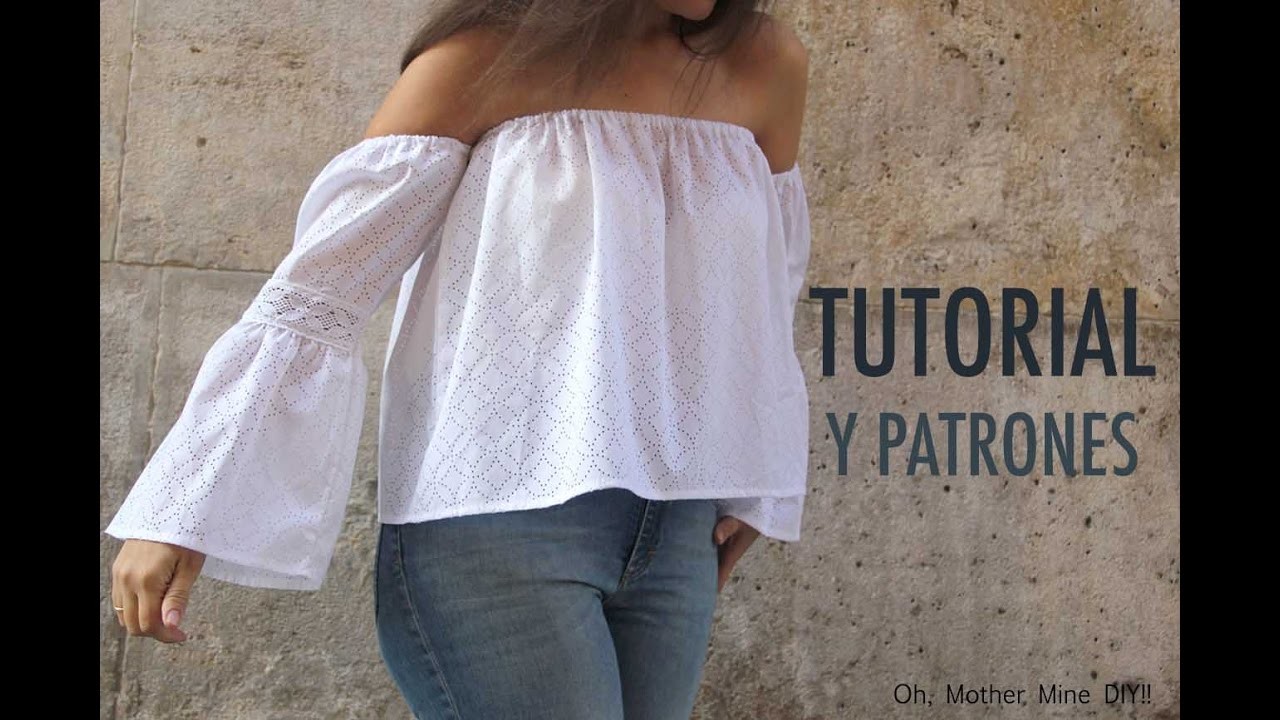 DIY Patrones y tutorial: Camiseta blanca sin hombros para mujer