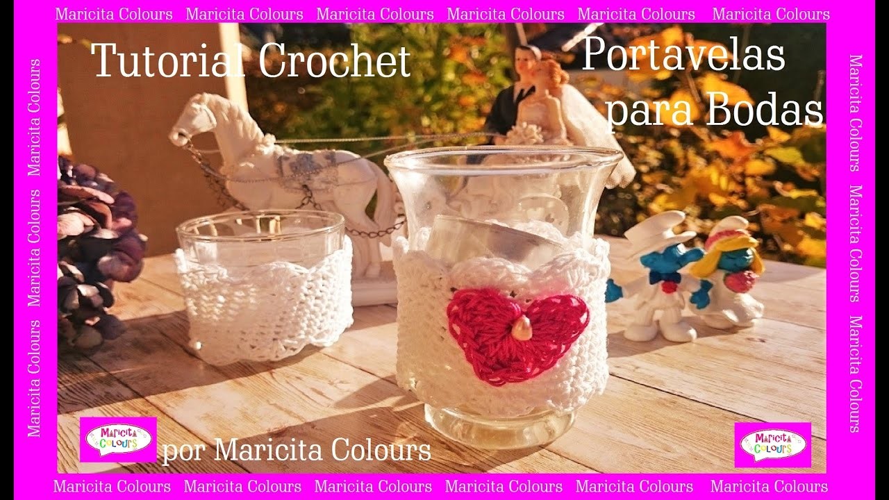 Portavelas para bodas a Crochet "Romance" por Maricita Colours