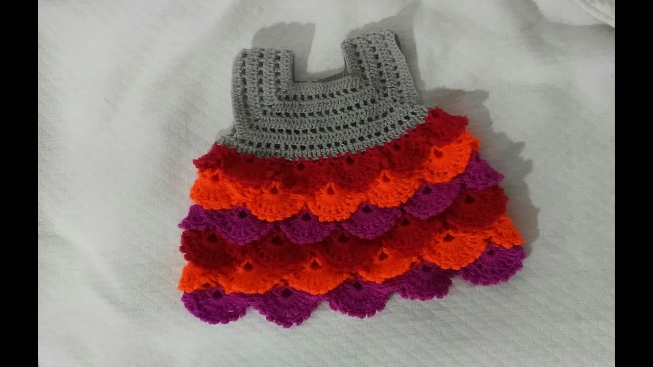 Vestido Bebe a crochet o ganchillo de 0 a 3 meses. Reborn Style