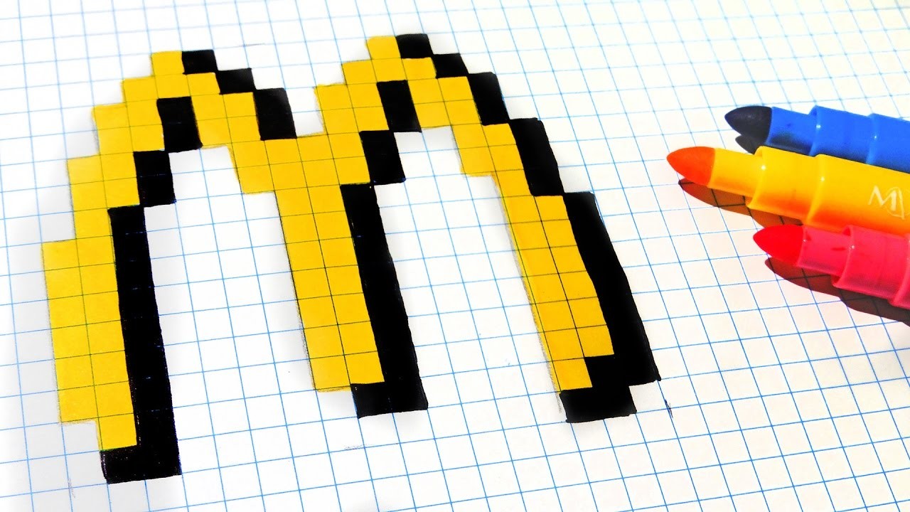 Handmade Pixel Art - How To Draw McDonalds Logo #pixelart