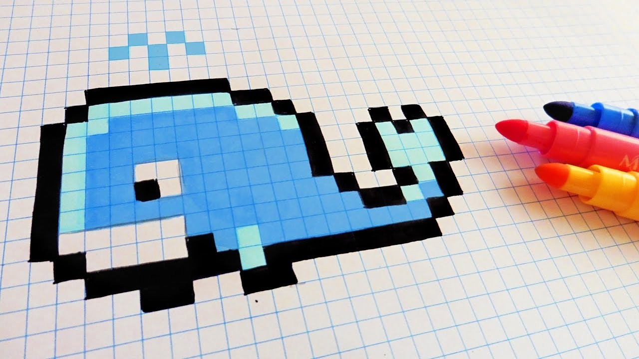 Handmade Pixel Art - How To Draw a Whale #pixelart