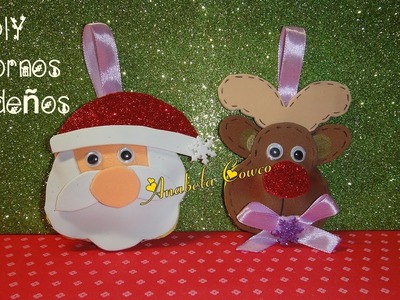 DIY NAVIDAD reno y papa noel de goma eva. fomi (fácil)- foamy christmas ornaments