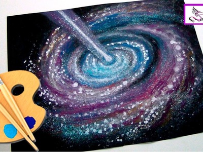 Como dibujar y pintar Una Galaxia y el Espacio con Polvo de Estrellas