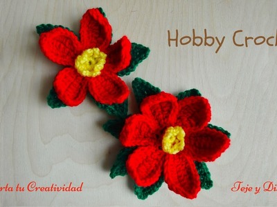 Mi flor de Navidad a crochet (poinsettia), paso a paso.