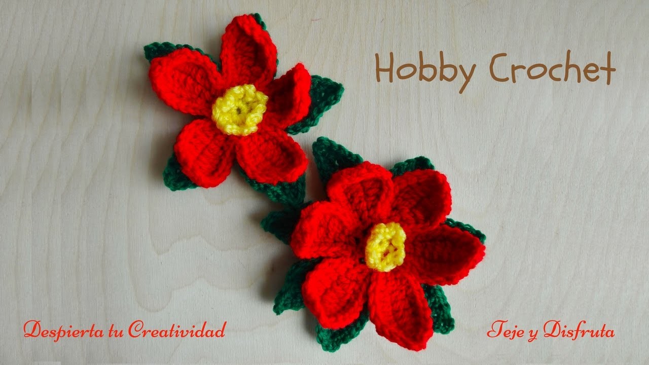 Mi flor de Navidad a crochet (poinsettia), paso a paso.
