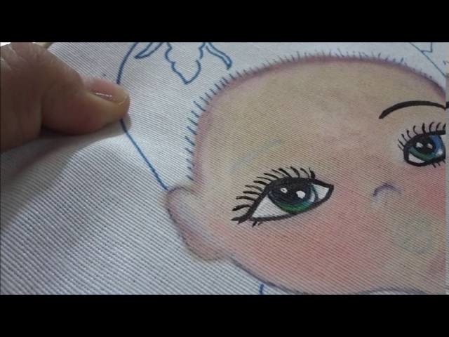 Pintura en tela ojos,pestañas, labios, rostro niña Orquidea marimur parte dos 695