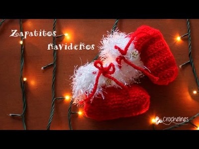 Zapatitos navideños muy sencillos -Crochelines-
