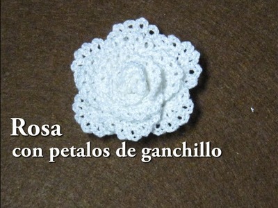 #DIY - Rosa con pétalos a ganchillo muy facil #DIY - Pink with crochet petals very easy