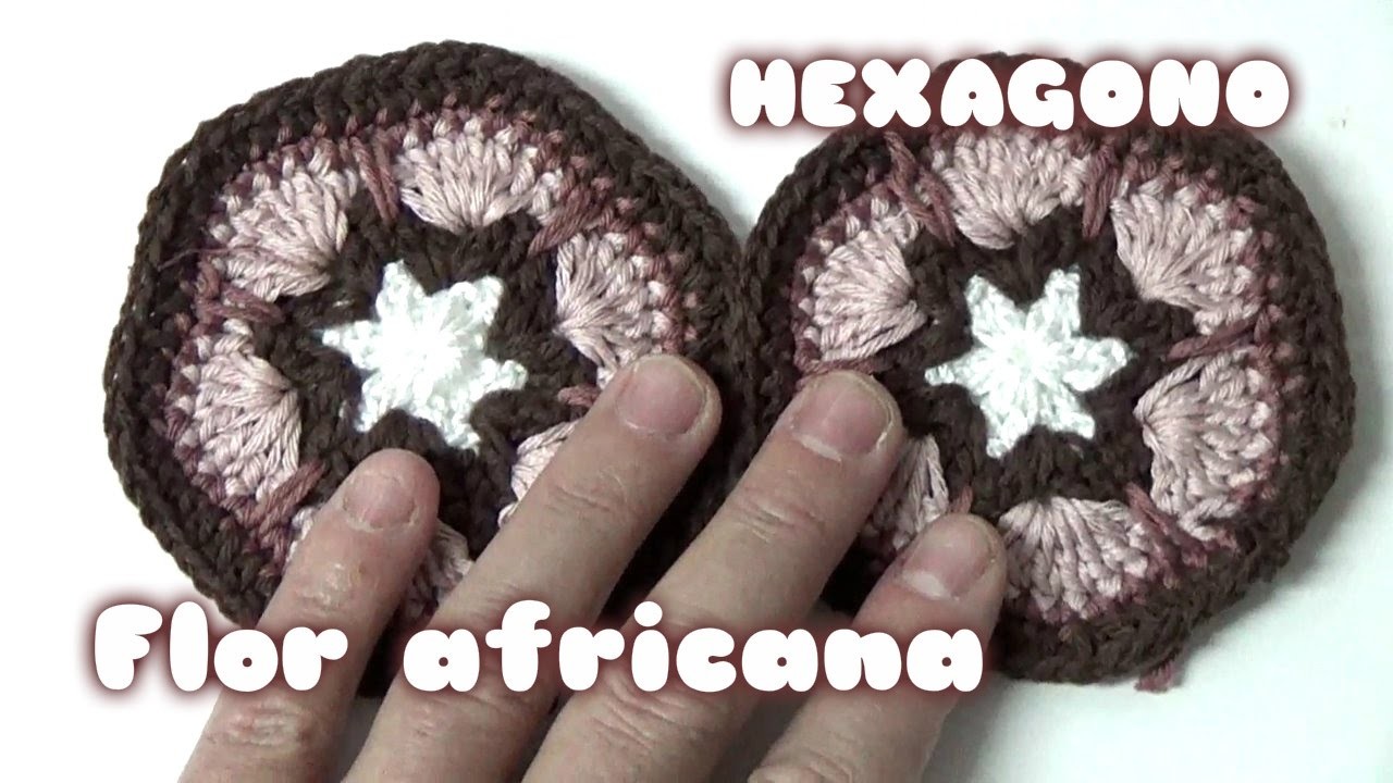 FLOR AFRICANA EN HEXAGONO EN GANCHILLO.AFRICAN flower in crochet hexagonal