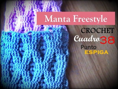 PUNTO ESPIGA a crochet - cuadro 38 manta FREESTYLE (zurdo)