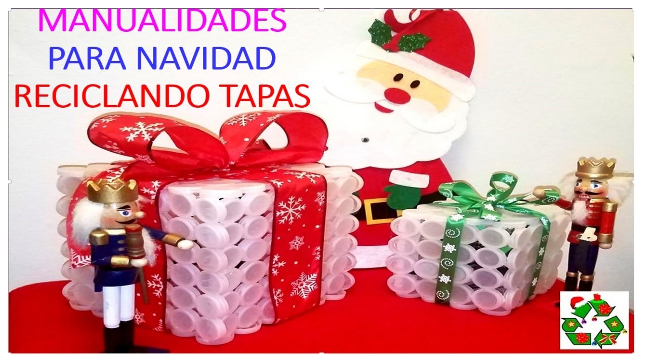 MANUALIDADES PARA NAVIDAD CON TAPAS PLÁSTICAS. DECORATION  FOR CHRISTMAS WITH PLASTIC BOTTLE CAPS