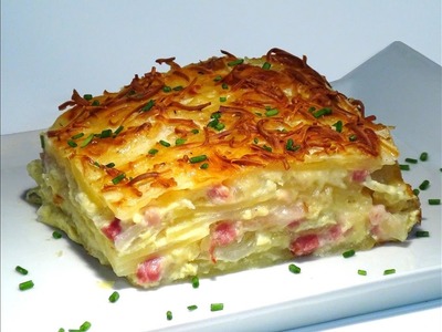 Receta Patatas al gratén con cebolla, bacon y queso Manchego - Recetas de cocina, paso a paso