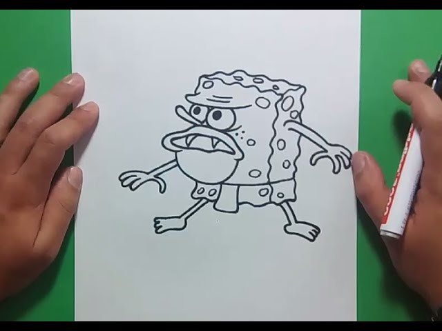Como dibujar a Bob Esponja Cavernicola paso a paso - Bob esponja | How to draw Sponge bob Caveman