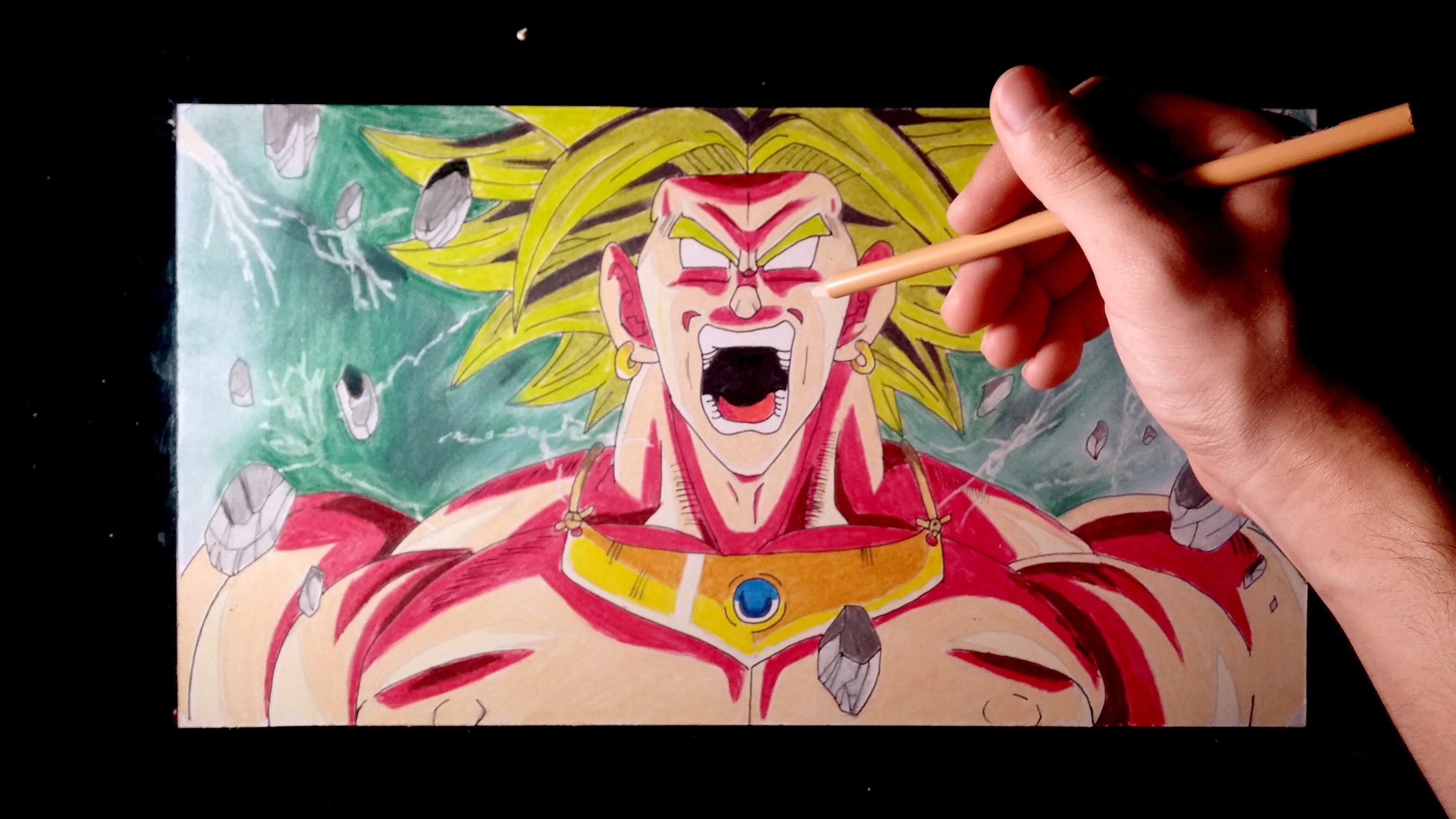 Cómo dibujar a Broly el Super Saiyan Legendario con Lápices de colores | Tutorial paso a paso