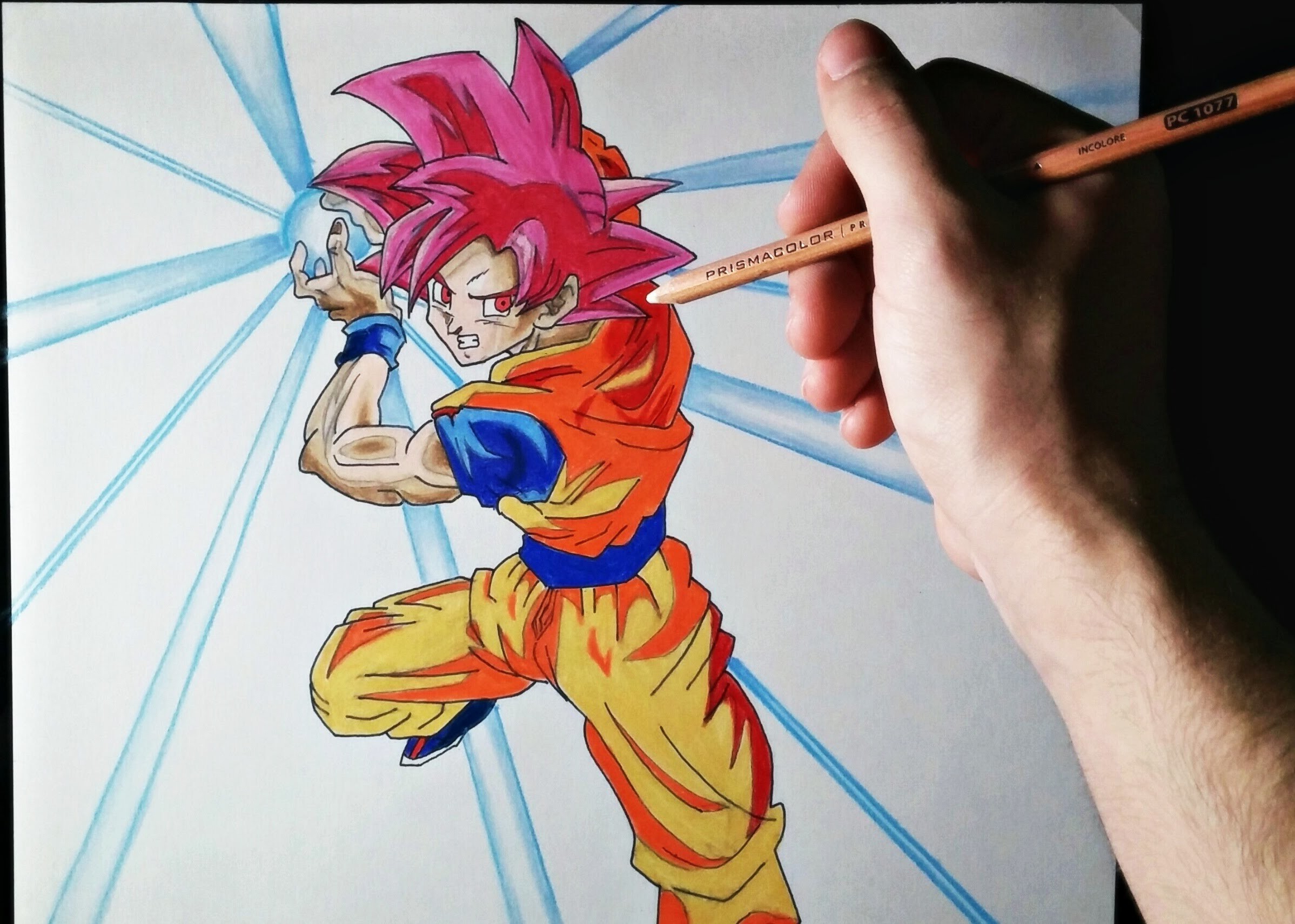Como Dibujar A Goku Fase Dios Por Computadora Drawing Goku God My Xxx