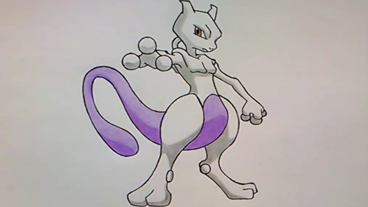 Cómo dibujar a Mewtwo  (Pokemon) - How to draw Mewtwo (Pokemon)