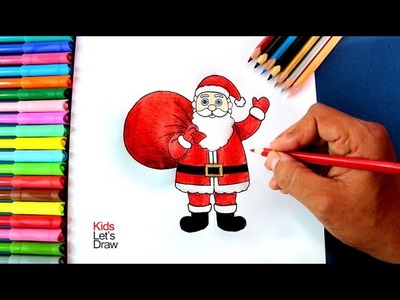 Cómo dibujar a Papá Noel con su Bolsa de Regalos | How to draw Santa Claus and his Gifts Bag