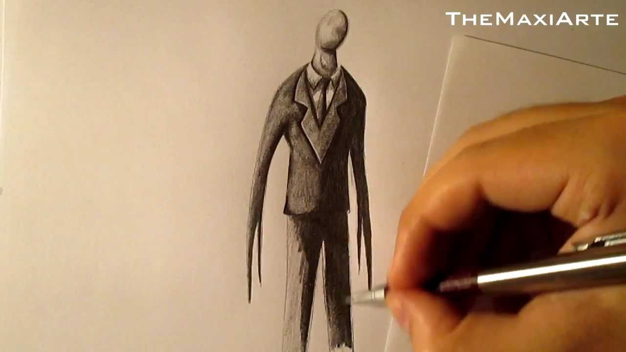Cómo dibujar a Slenderman a lápiz paso a paso, how to draw Slenderman HD