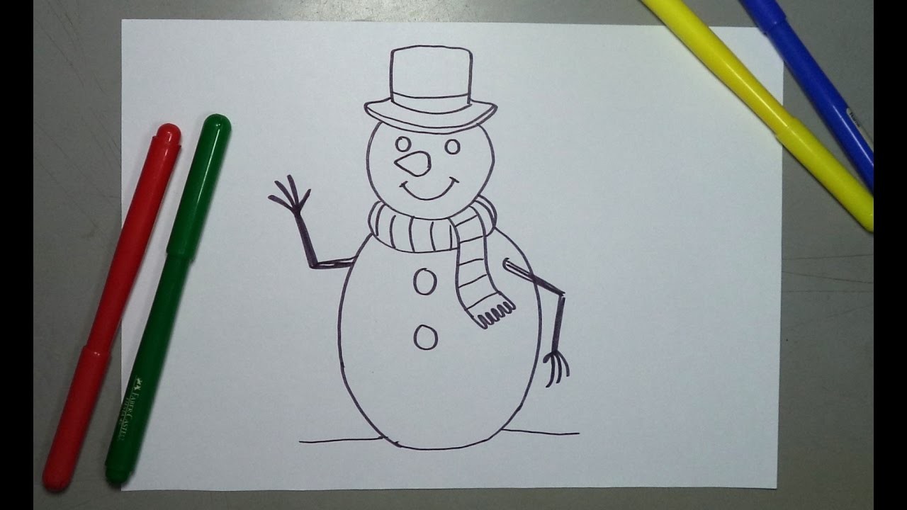 Cómo dibujar paso a paso un Muñeco de nieve para Navidad